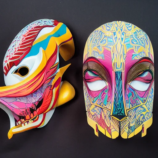 Image similar to Tristan Eaton, victo ngai, artgerm, Lofi dragon mask