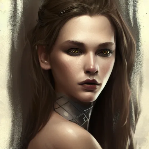 Image similar to portrait of an Alyx Vance, D&D, dark, intricate, elegant, highly detailed, digital painting, artstation, concept art, smooth, sharp focus, illustration, art by Viktor Antonov