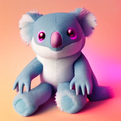 Prompt: a cute fumo plush of a koala girl, pink and blue, lens flare studio light, vray