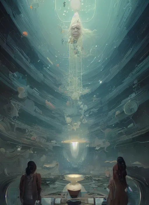 Prompt: photorealistic by michael komarck, greg rutkowski, victo ngai, artgerm and j. dickenson, it at once blesses us with the combinatoric potential we call creativity, and curses us to forever renegotiate the boundaries of the discrete