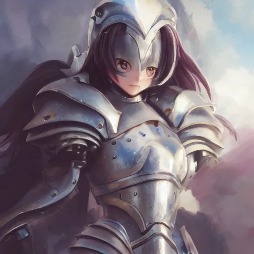 warrior, girl, knight armor, sword - AI Photo Generator - starryai