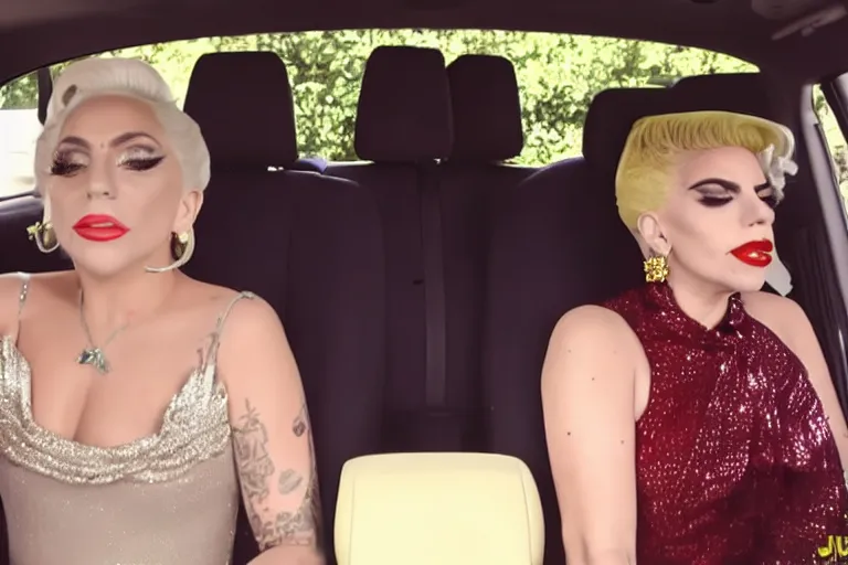 Image similar to lady gaga and judy garland carpool karaoke