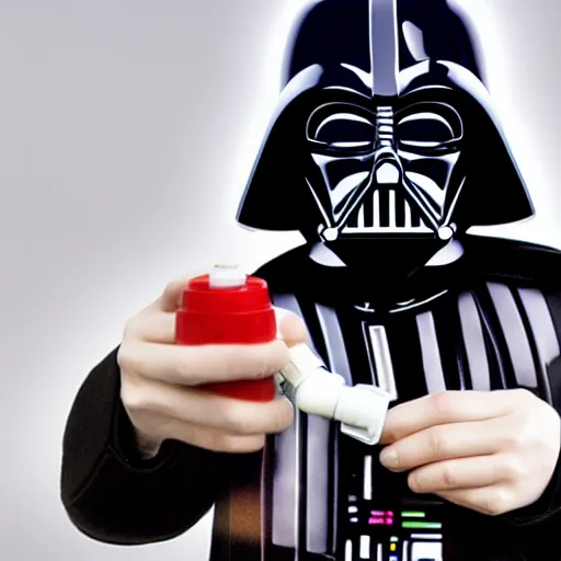 Image similar to darth vader with an inhaler