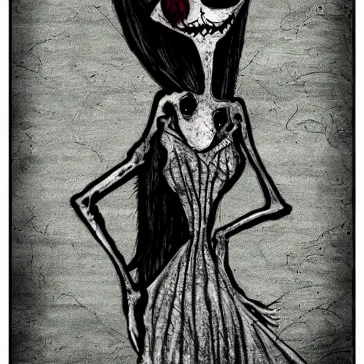 Prompt: grunge drawing of a dog by mrrevenge in the style of corpse bride