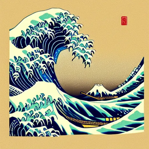 Prompt: ninja animals in the style of the great wave artist