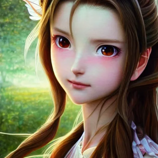 Prompt: aerith gainsborough, ultra detailed painting at 1 6 k resolution and epic visuals. epically beautiful image. amazing effect, image looks crazily crisp as far as it's visual fidelity goes, absolutely outstanding. vivid clarity. ultra. iridescent. mind - breaking. mega - beautiful pencil shadowing. beautiful face. ultra high definition, range murata and artgerm