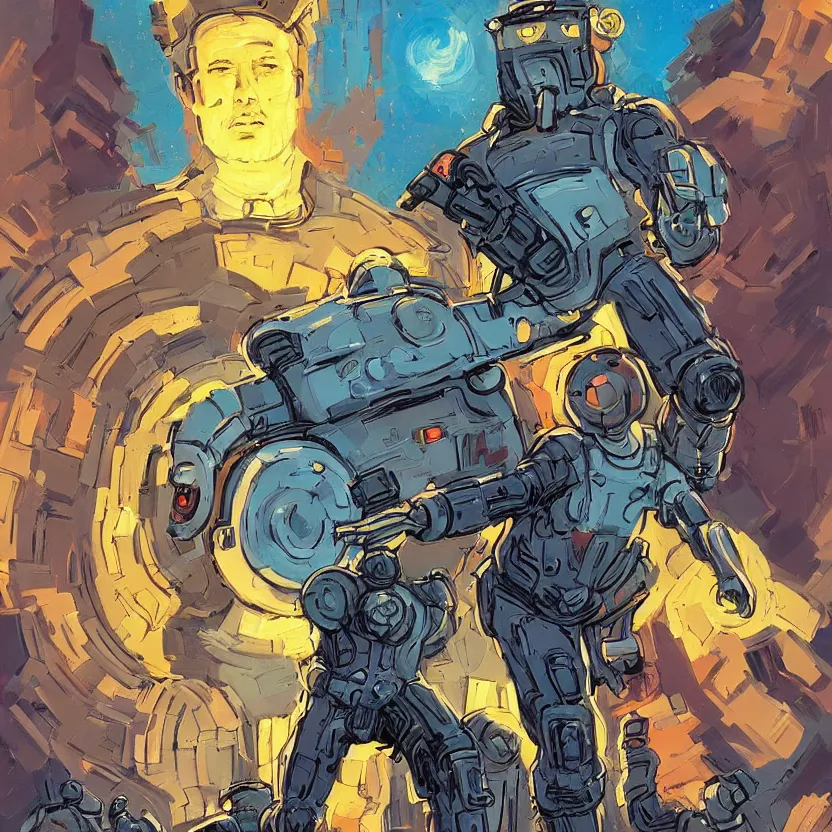 Prompt: scifi impressionist comic book cover art inspired by tim doyle