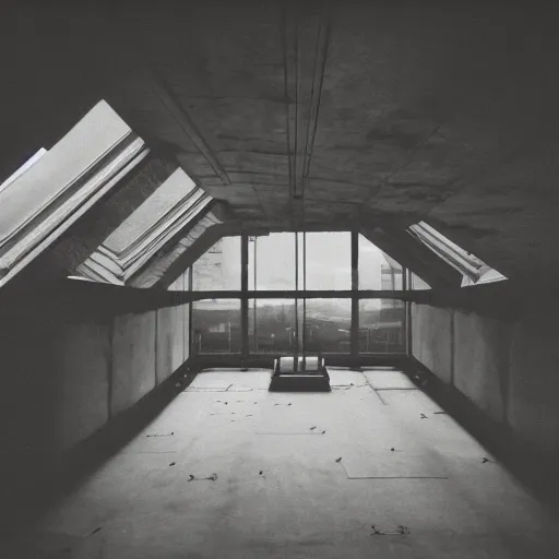 Image similar to eco brutalist interior with high celing and big windows, dark moody lighting, neo militarism, highly detailed, excellent composition, dramatic lighting, photography, 3 5 mm, kodak film