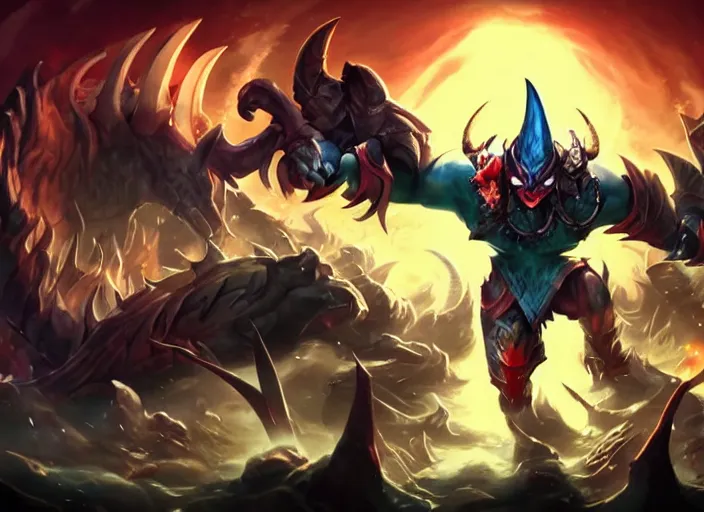 Image similar to league champion splash art of the devil