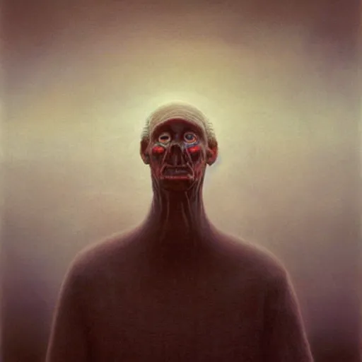 Prompt: Minority Leader Mitch McConnell. Fear. Zdzisław Beksiński