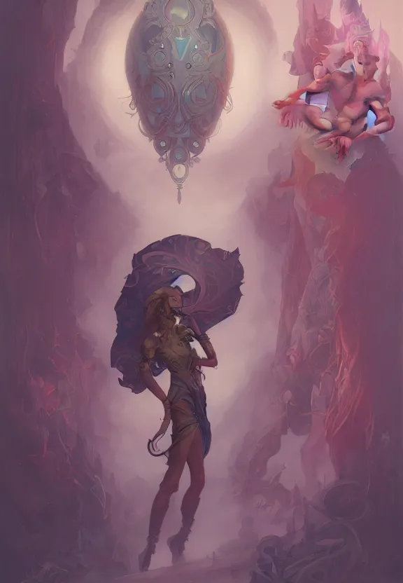 Image similar to ruby guardian, dark, peter mohrbacher, surrealism, kelly mckernan, alfonso mucha, dalle 2, hd, intricate details, cinematic, realistic, photorealistic, concept artbook, artstation, video game, symmetrical