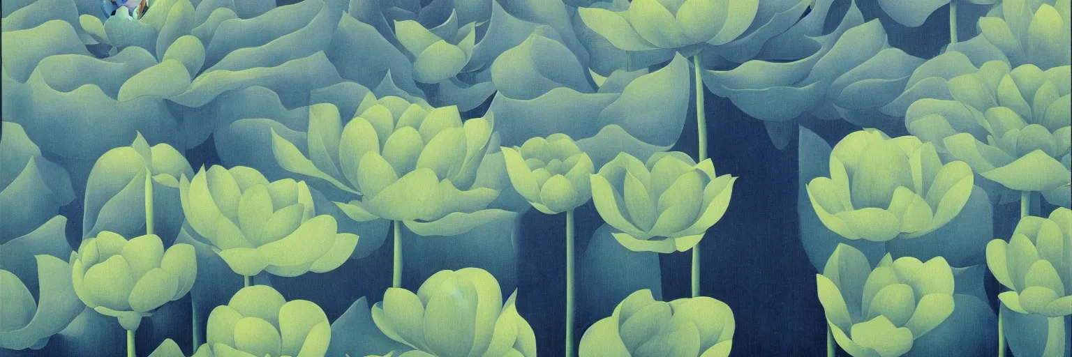 Prompt: blue lotus flower painting magritte