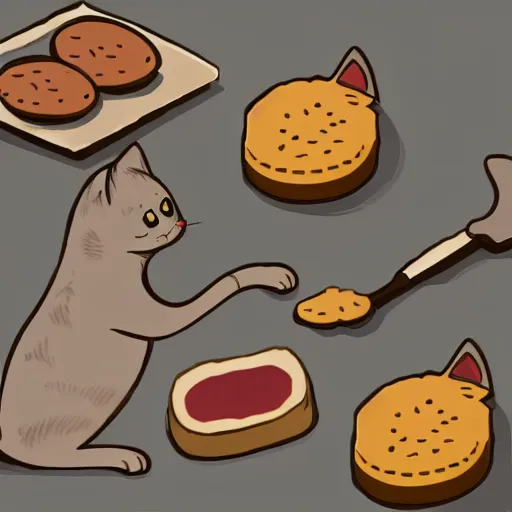 Image similar to illustration of cat baking biscuits