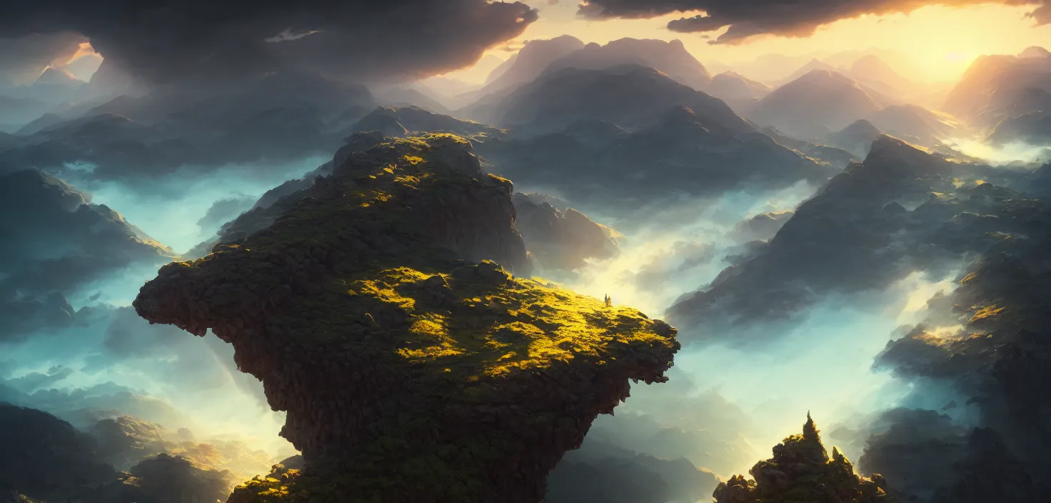 Prompt: nature landscape, aerial view, drone photography, cinematic, mountains and ocean, cinematic view, epic sky, detailed, concept art, high detail, warm lighting, volumetric, godrays, vivid, beautiful, trending on artstation, by jordan grimmer, art greg rutkowski