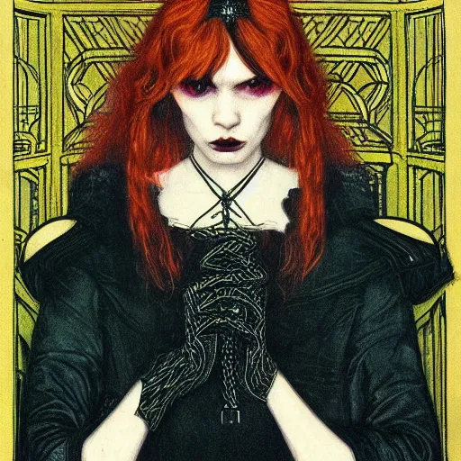 Prompt: album cover of Grimes as a highly detailed super villain character by dante gabriel rossetti