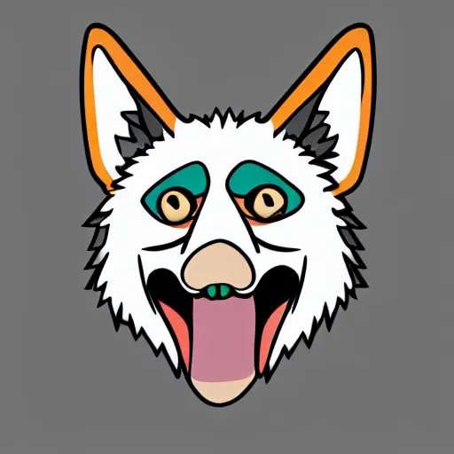 Prompt: retard wolf portrait, pop ar cartoon style