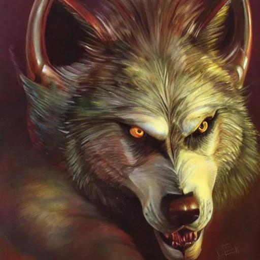 Prompt: detailed portrait of wolf fish hybrid if his parents lived intricate, hyper detailed, realistic, oil painting, by julie bell, frank frazetta, cinematic lighting