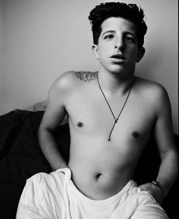 Image similar to portrait of charlie puth photographed by nan goldin