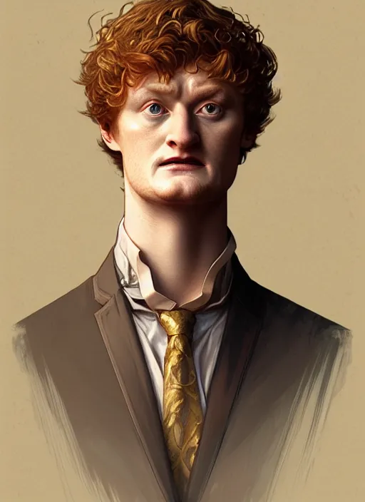 Image similar to portrait of james acaster, d & d, fantasy, intricate, elegant, highly detailed, digital painting, artstation, concept art, smooth, sharp focus, illustration, art by artgerm and greg rutkowski and alphonse mucha