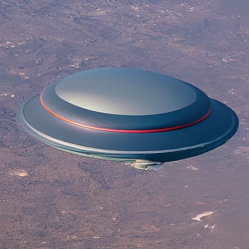 Prompt: giant alien spacecraft seen from airplane window