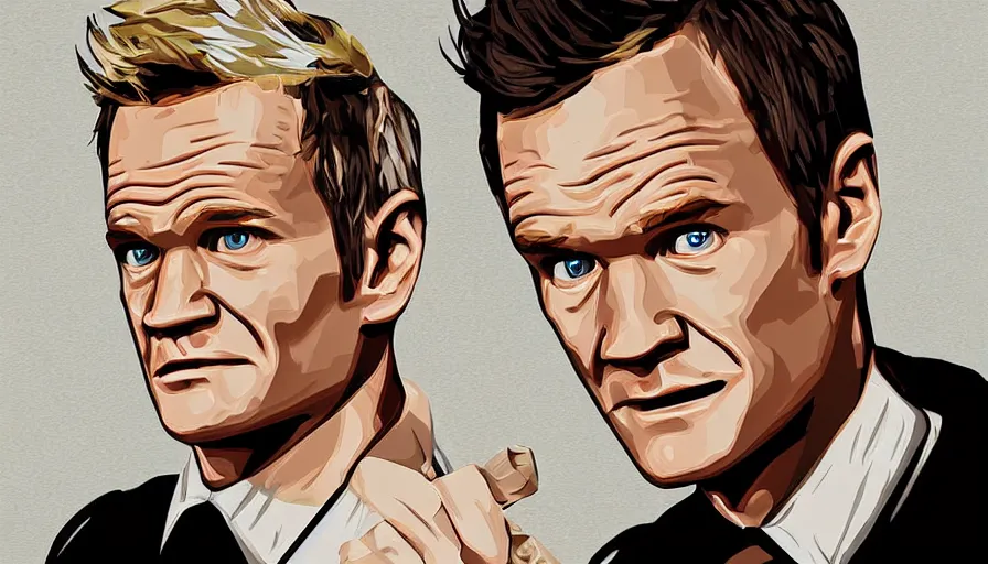 Prompt: Neil Patrick Harris in GTA V artwork style, digital art