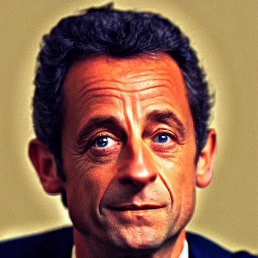 Prompt: 80s movie still portrait of Nicolas Sarkozy, cinestill 800t, lowest quality many artefact blurry, VHSrip