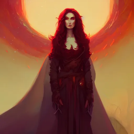 Image similar to a beautiful portrait of a beautiful melisandre, concept art by pete mohrbacher and guweiz and ilya kuvshinov, digital art, highly detailed, intricate, sharp focus, trending on artstation hq, deviantart, unreal engine 5, 4 k uhd image