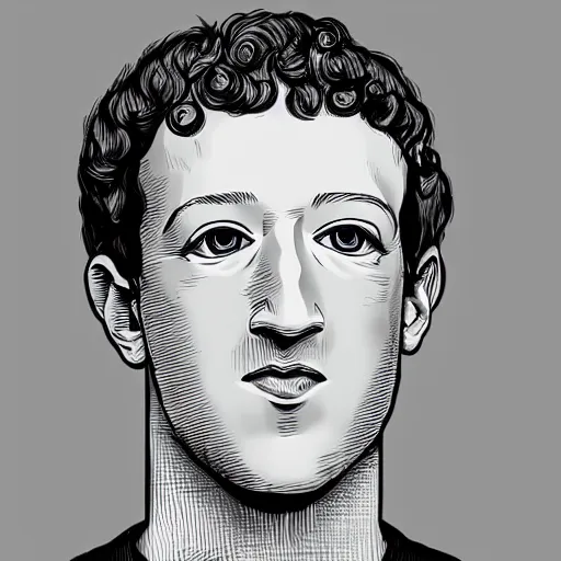 Prompt: mark zuckerberg in the style of junji ito