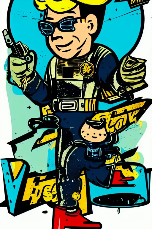 Image similar to fallout 7 6 retro futurist illustration art by butcher billy, sticker, colorful, illustration, highly detailed, simple, smooth and clean vector curves, no jagged lines, vector art, smooth andy warhol style