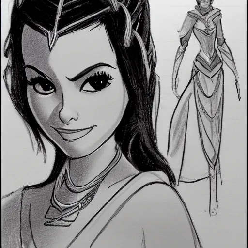 Image similar to milt kahl sketch of victoria justice as princess padme from star wars episode 3