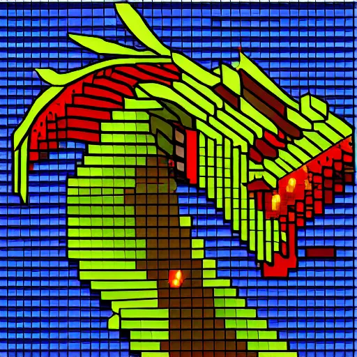 Prompt: dragon spit fire, pixel art 8 x 8 size.