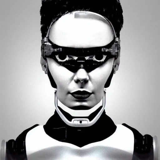 Prompt: grainy photo of an ugly woman, wearing bionic implants, cyborg!!! android! robot!! criminal!!, (((((high tech, circuit boards, cyberpunk))))), mugshot!!