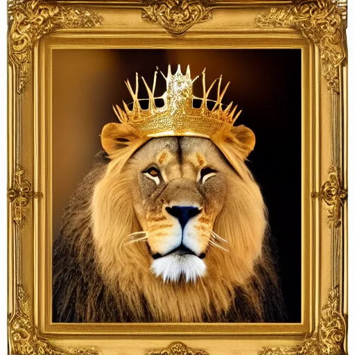 Prompt: a lion wearing white robes and a gold crown, photorealistic, detailed, photoshoot, good lighting, coherent, 4 k, portrait,