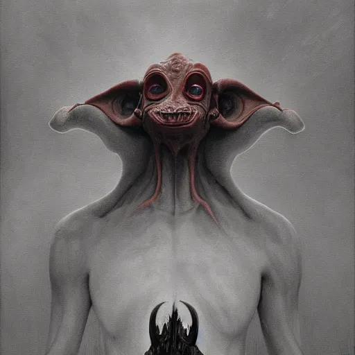 Image similar to Evil Jar Jar Binks, dark fantasy, artstation painted by Zdzisław Beksiński and Wayne Barlowe