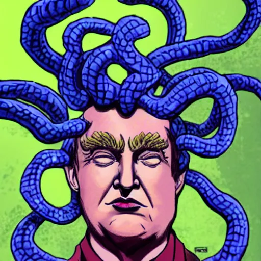 Image similar to medusa as donald trump