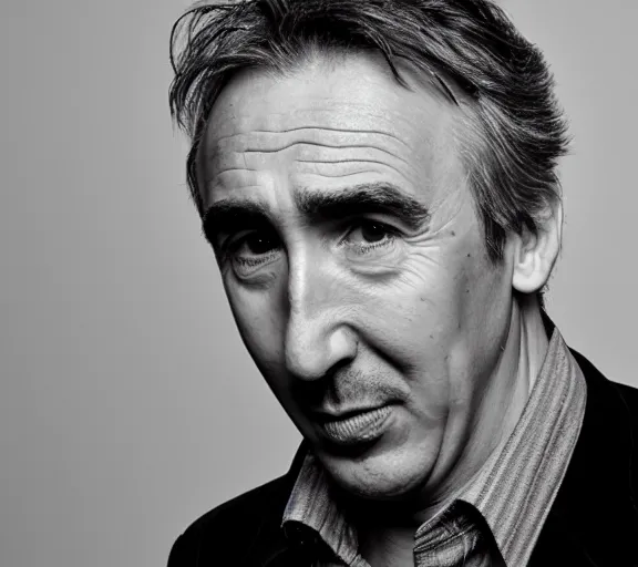 Image similar to a very ugly studio photograph of Steve Coogan; f/1.4; 90mm