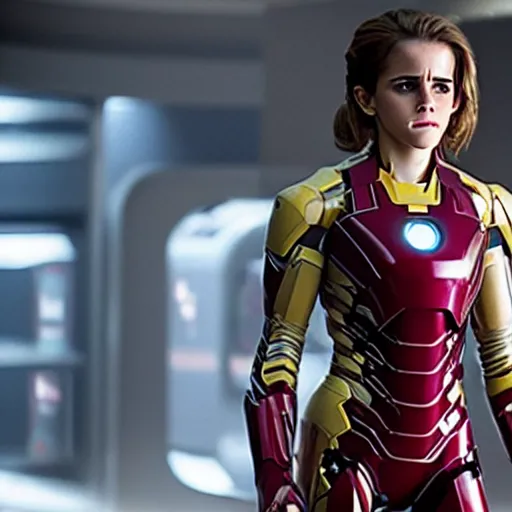 Image similar to a still of emma watson in iron man