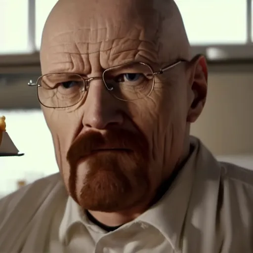 Image similar to morbidly obese walter white eating mcdonalds in breaking bad 4 k, epic, cinematic, focus, movie still, fantasy, serious, extreme detail, atmospheric, dark colour, sharp focus