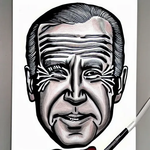 Prompt: joe biden face closeup, zentangle style