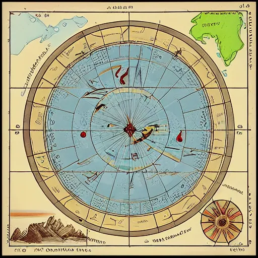 Image similar to ancient navigation map, illustration