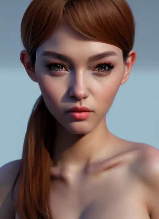 Image similar to beautiful portrait, beautiful girl, beautiful body, tranding by artstation, character artist, 8 1 5, mature content, zbrush, maya, substance 3 d painter, art by huaishen j, 2 d 3 d concept artist