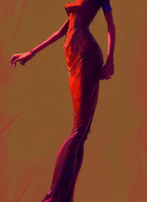 Prompt: a nouveau realisme portrait of a woman with very long legs vibrant color scheme, highly detailed, in the style of romanticism, cinematic, artstation, moebius, greg rutkowski