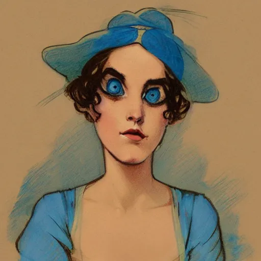 Prompt: a portrait in the style of charles dana gibson and in the style of peter mohrbacher. big blue eyes.