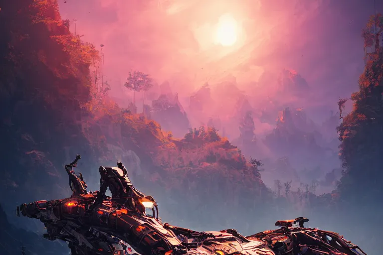 Image similar to slitherfang machine mecanical creature robot of horizon forbidden west horizon zero dawn radiating a glowing aura global illumination ray tracing hdr fanart arstation by ian pesty and alena aenami artworks in 4 k