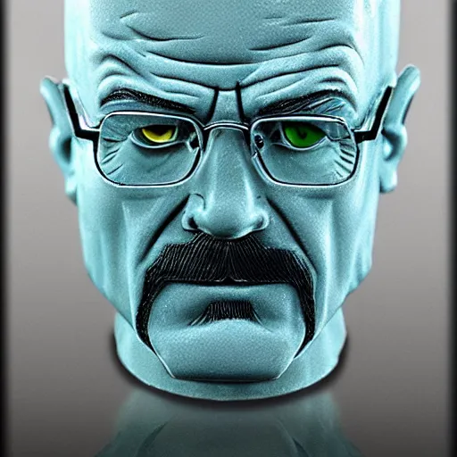 Prompt: walter white made of water, water elemental, blown glass figure