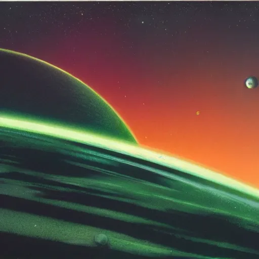 Image similar to Green nebula without planets, Syd Mead, John Harris, Federico Pelat,