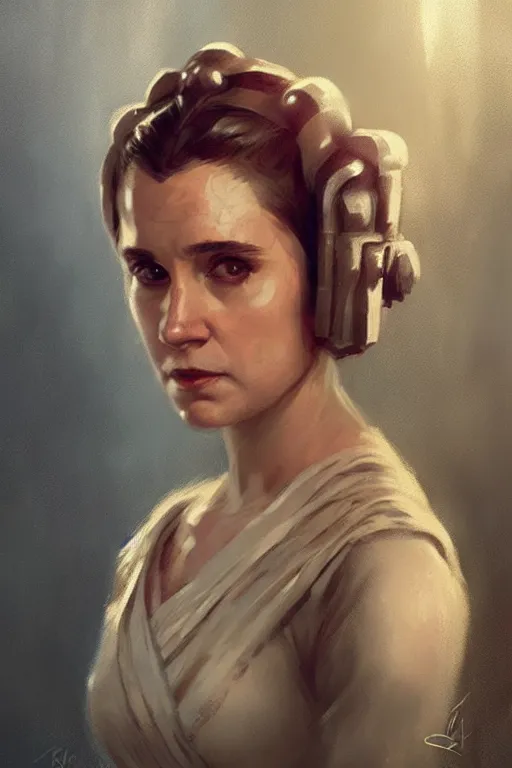 Image similar to candid portrait of henry cavill as princess leia by greg rutkowski