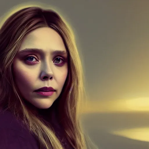 Image similar to Elizabeth Olsen in mellow lighting, illustrated by Leonardo DaVinci, trending on artstation, artstationHQ, artstationHD, 4k, 8k.