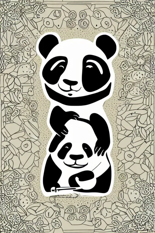 Prompt: Poster of a panda in the style of die cut sticker, color, detailed, high resolution, vector art