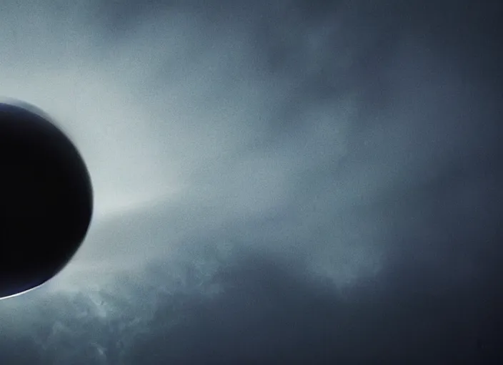 Image similar to ufo glowing sphere in the form of a black hole over the sea, fog, rain, volumetric lighting, beautiful, sharp focus, ultra detailed, jan urschel, dylan cole, marthe jonkers, james paick, thierry doizon, kai carpenter, ignacio fernandez rios, noir art house, 4 k, 3 5 mm, fujifilm